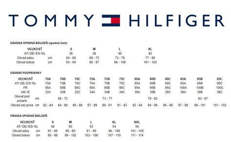 tommy hilfiger tabulka velikostí muži